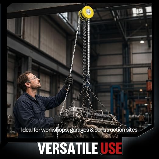 SPECSTAR Hand Chain Hoist 1 Ton 2200 Lbs Capacity 10 Feet with 2 Hooks | Heavy Duty Manual Chain Fall for Warehouse Building Automotive Machinery Yellow