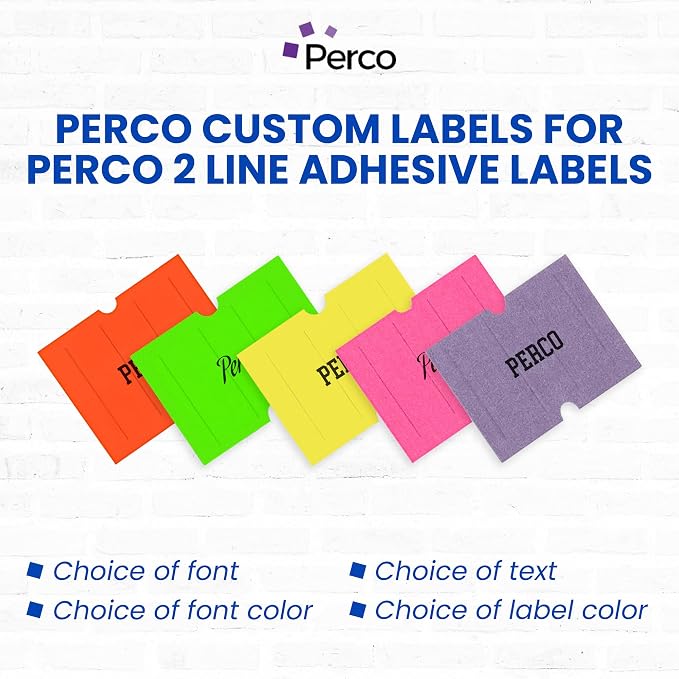 Custom Price and Date Labels - 180,000 Price Marking Labels for Perco Pro 2 Line Guns - Choose Color, Font and Imprint - 240 Rolls, 30 Sleeves - Made in USA