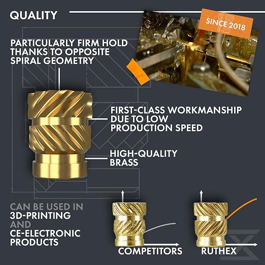 ruthex Bundle - Threaded Inserts M2 + M3 + M4 + M5 Assortment Box + ruthex 7X Soldering Tips/Heat-Set Insert Tips for Inserts in Plastic Parts and 3D Printer Parts