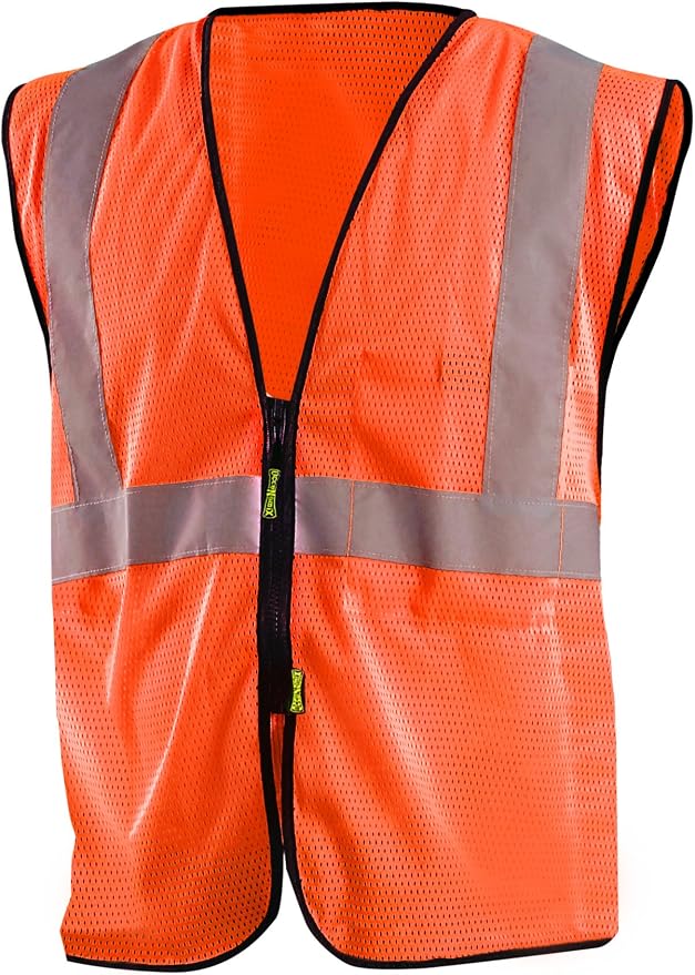 OccuNomix ANSI/ISEA 107-2020 Class 2 Type R Mesh Surveyor Vest - Reflective Safety Vest with Pockets, Dual Sizes (S/M-4X/5X)