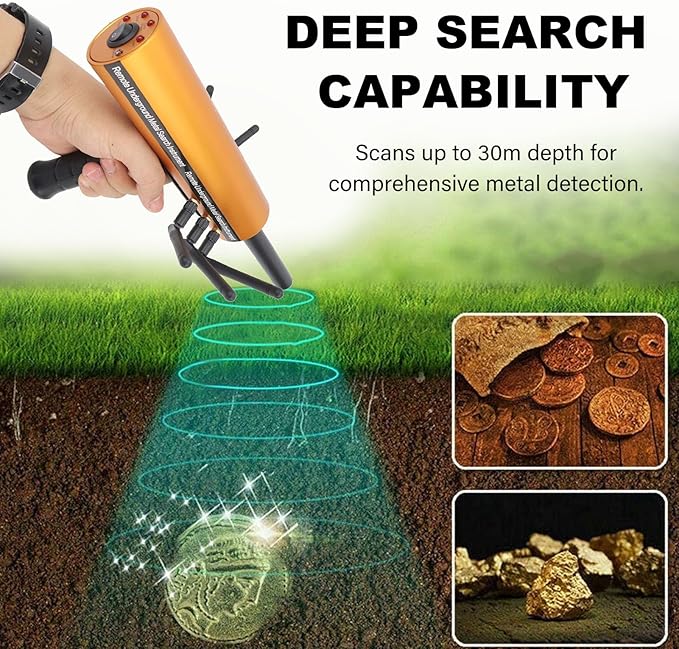 Gold Detector Underground, Ground Penetrating Metal Detector, Metal Pinpointer, 30m Depth 1200m Range 6 Antenna Accurate Finding Gold Detector