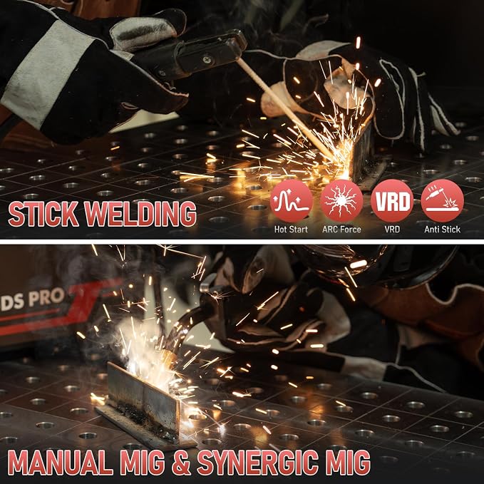 YESWELDER 165A MIG Welder & Lift TIG Torch, 110V/220V Dual Voltage, 4 in 1 Gas MIG/Flux Core MIG/Lift TIG/Stick Multiprocess Large LED Digital Display MIG Welding Machine with 35-50 Lift TIG Gun