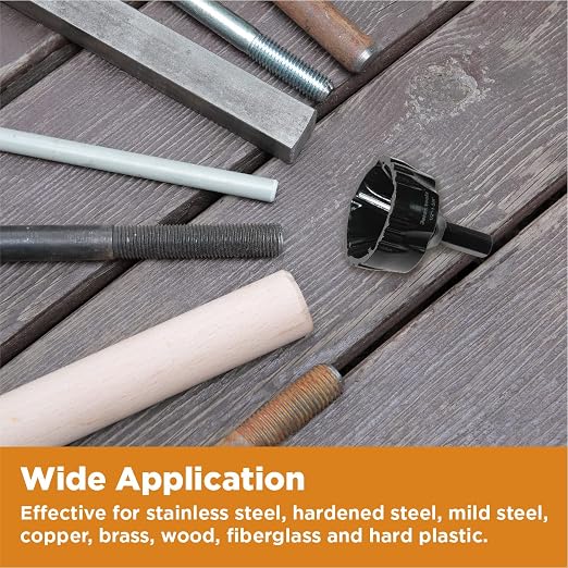 Tungsten Carbide Chamfering Drill Bit 1-1/8" for Removing Burr and Edge Deburring, Quick Release Hex Shank Deburring Tool for Metal Rod, Tube, Screw, Dowel, Sheet, Copper/PVC Pipe