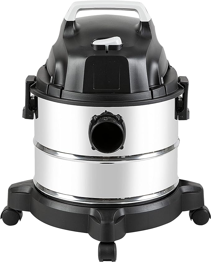 Amazon Basics Wet Dry Shop Vacuum Cleaner, 4 Gallon, 3 HP Stainless Steel, Grey/Black