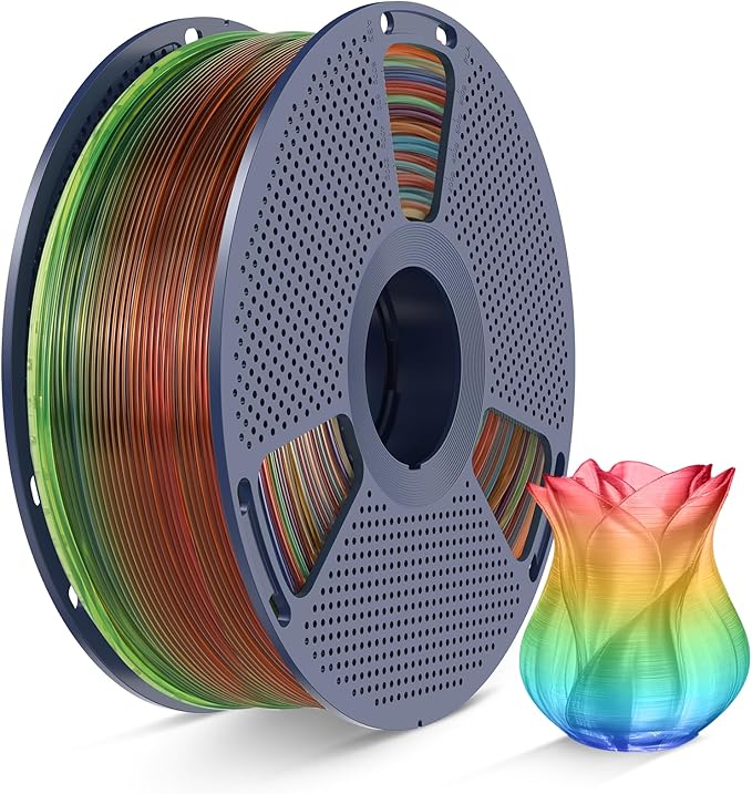 SUNLU Transparent Rainbow PLA Filament 1.75mm, Multicolor Gradient 3D Filament, Neatly Wound 3D Printing Filament, Dimensional Accuracy +/-0.02mm, 1KG Spool(2.2 lbs), Transparent Rainbow PLA 01