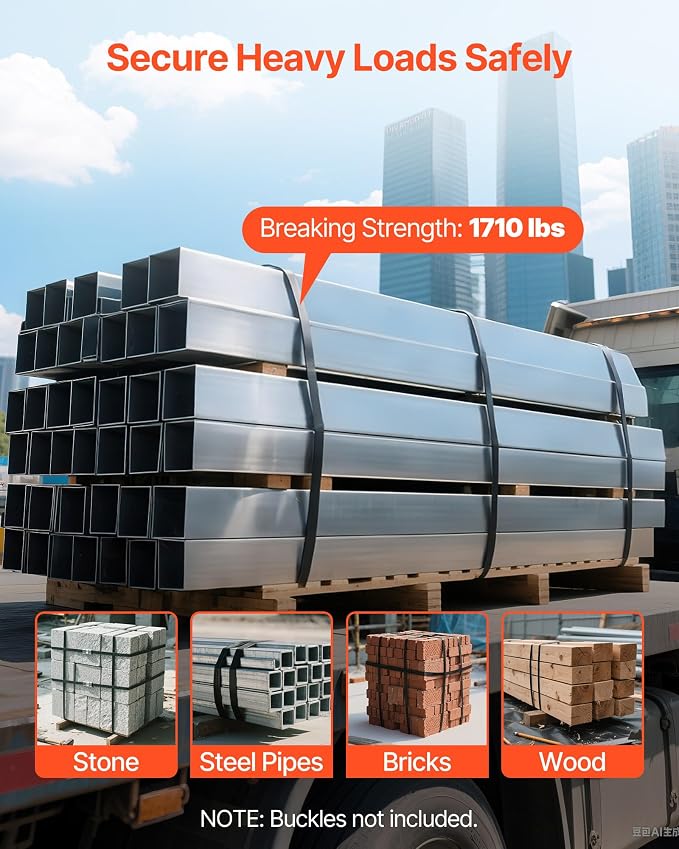 VEVOR Steel Strapping Coil, 3/4 in x 0.02 in x 300 ft, Metal Strapping Banding Roll Withstands Harsh Environment, 1710 lbs Break Strength, Heavy Duty Banding Pallet Strap Coil for Pallet Packing