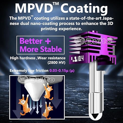 2 Pcs Upgraded 0.4mm A2L/H2D/H2S/H2C/X2D/P2S Hotend with Anti-Stick MPVD Coating - High Speed Hardened Steel P2S Nozzle for Bambu Lab P2S,X2D,H2 Series,A2L/A1/A1MINI 3D Printers, Bamboo Lab Parts
