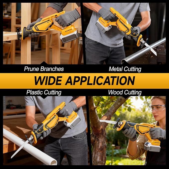 Cordless Reciprocating Saw Compatible with Dewalt 20V Max Battery, Brushless Sawzall Electric Recip Saw with 8 Blades, 0-3500 RPM Speed, for Wood/Metal/PVC Cutting, No Battery