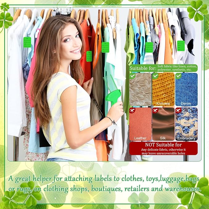 Chumia 3576 Pcs Tagging Guns for Clothes Labels Attacher Stitch Guns for Clothing with 3000 Barbs, 5 Needles and 100 Price Tags, Sewing Kit for Retail Stores, Garage Yard Sales(Light Green)