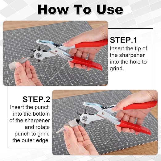 2 Pcs Emery Round Hole Punch Edge Sharpener 2-16mm Handmade DIY Leather Manual Punch Polishing Grinder Tool for DIY Leather Crafts