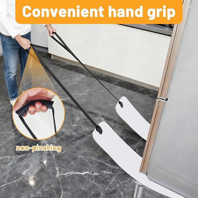 2 Pcs Appliance Sliders for Refrigerators Plastic Appliance Glide with Pull Strap Furniture Moving Slides for Tile Carpet Hardwood Floors (10''×60'' White)