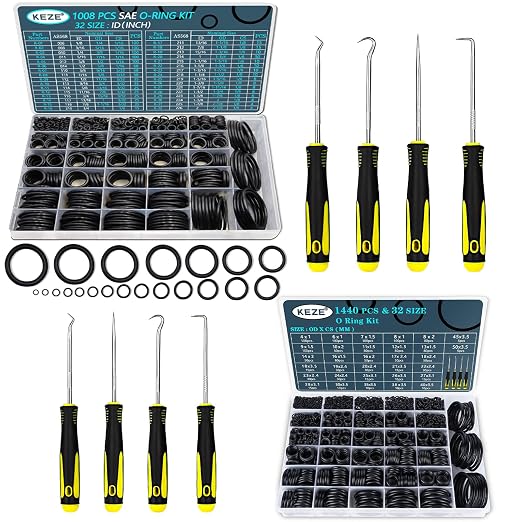 KEZE 2448 Pcs SAE O-Ring and Metric O-Ring Assortment Kit for Faucet Automotive Hydraulic Pipe Repair AS568:006-226& OD: 4mm-50mm