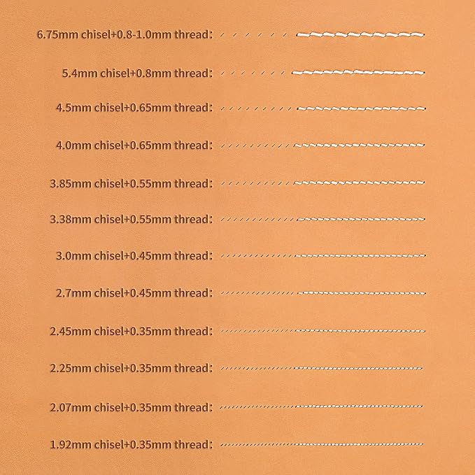 WUTA Leather Die-Steel Chisel French Style Pricking Iron Leather Punching Tool(2.7mm-8 Teeth,Obverse)