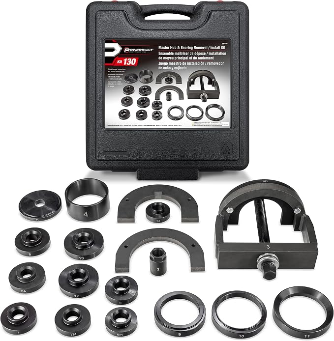 Powerbuilt 22 Pc. Master Hub and Wheel Bearing Removal and Installation Kit Self Centering Design Fits Most Front, Rear and All Wheel Drive Vehicles, Provides Easy Bearing Swaps With No Press Required