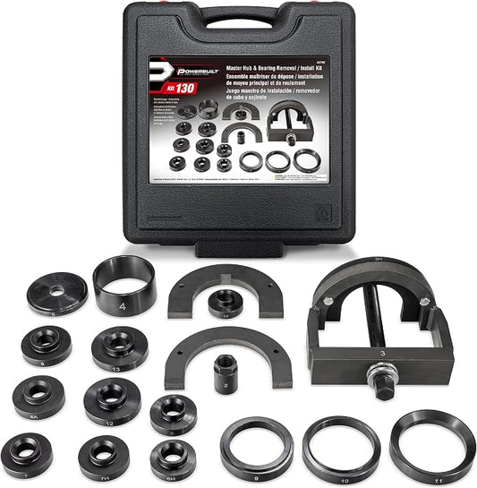 Powerbuilt 22 Pc. Master Hub and Wheel Bearing Removal and Installation Kit Self Centering Design Fits Most Front, Rear and All Wheel Drive Vehicles, Provides Easy Bearing Swaps With No Press Required