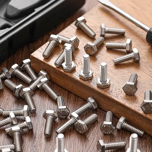 Zonon 50 Pcs 5/16-18 x 3/4" Hex Head Screw Bolt 18-8 (304) Stainless Steel Hexagon Bolts, Fully Threaded, Plain Finish, External Hex Drive (Silver)