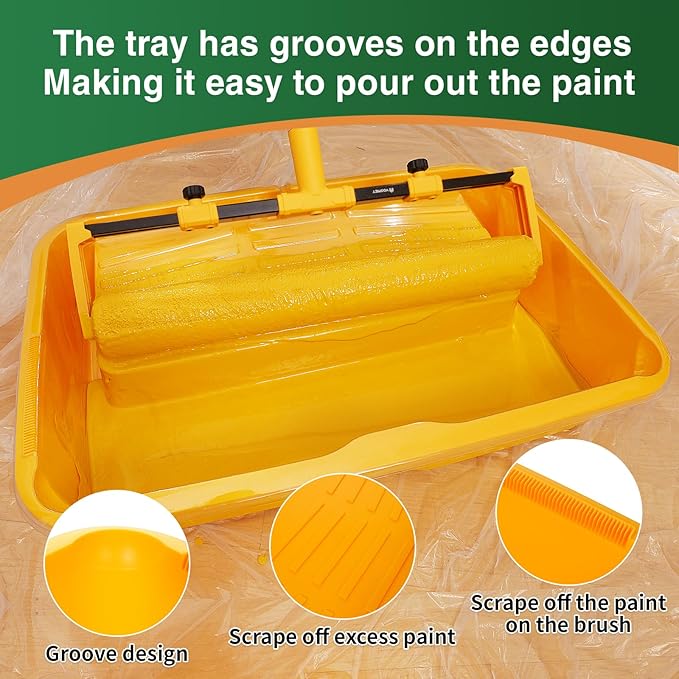 Voomey 18" Paint Roller Kit，10Pc Paint Roller Tray with Liner,12" 18" Microfiber Paint Roller,Paint Extension Pole，Suitable for DIY Interior Walls, Rooms