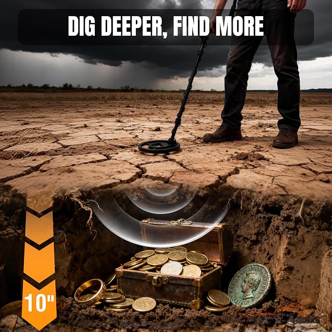 Raddy MD120A Beginner-Friendly Metal Detector for Adults, High Accuracy Gold Metal Detector with 4 Modes, 10" IPX7 Waterproof Search Coil, LCD Backlit Display, Headphone, Bag, Shovel for Treasure Hunt