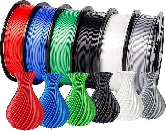 6KG Silk PLA Filament Bundle 1.75mm, Silky Glossy 3D Printer Filament Pack, Dimensional Accuracy +/- 0.02mm, Neatly Wound, No Clogging, Shiny 3D Printing Filament Set, 1kg/roll, 6 Rolls