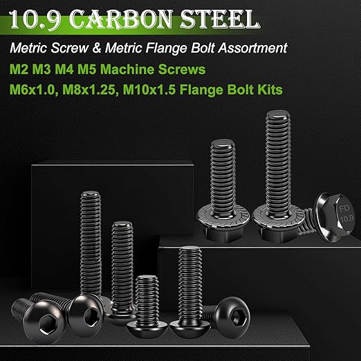 mxuteuk 2284PCS Metric Screws & Flange Bolt Assortment,Nuts and Bolts Assortment Kit M2/M3/M4/M5/M6/M8/M10 Machine Screws Kits,Grade 10.9 Alloy Steel Hex Socket Button Metric Screw