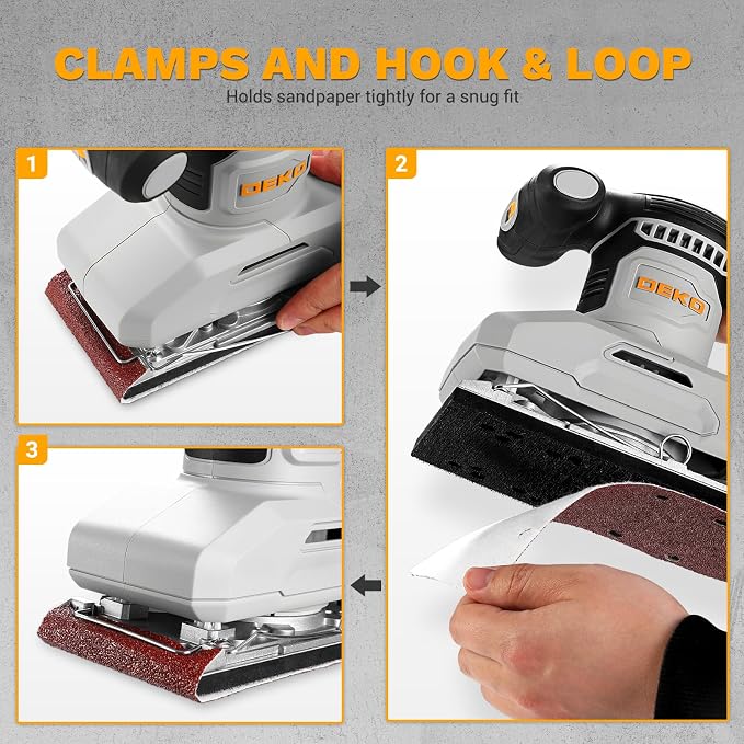 2.2 Amp 1/3 Sheet Palm Sander for Woodworking, Variable Speed up to 26,000 OPM, Corded Electric Sheet Finishing Sander with 15 pcs Sandpaper and Dust Box for Wood Polishing Sanding
