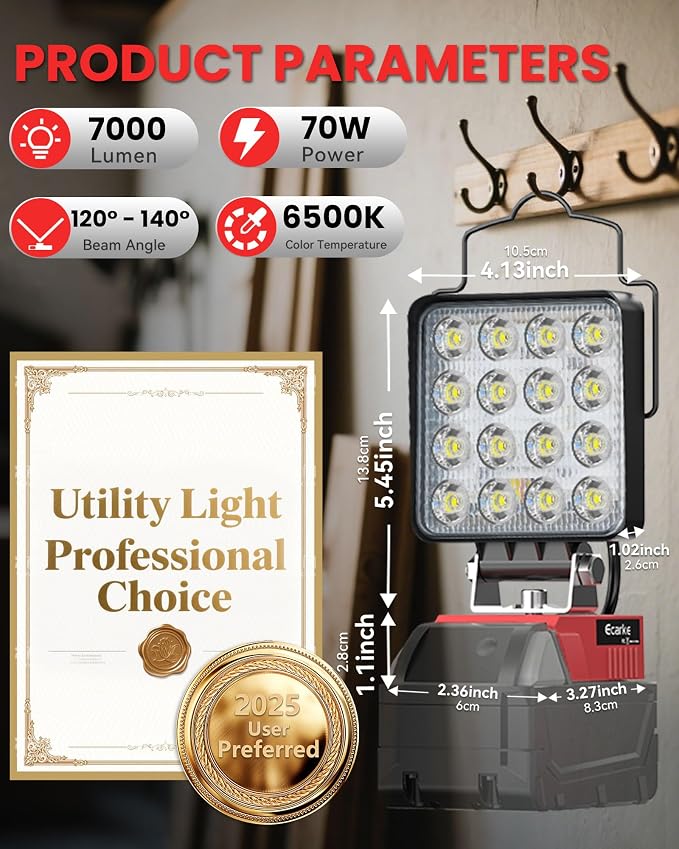 Ecarke 2PCS 70W Cordless LED Work Light Compatible with Milwaukee 18V Battery & Cordless Jig Saw Compatible with Milwaukee 18V Battery