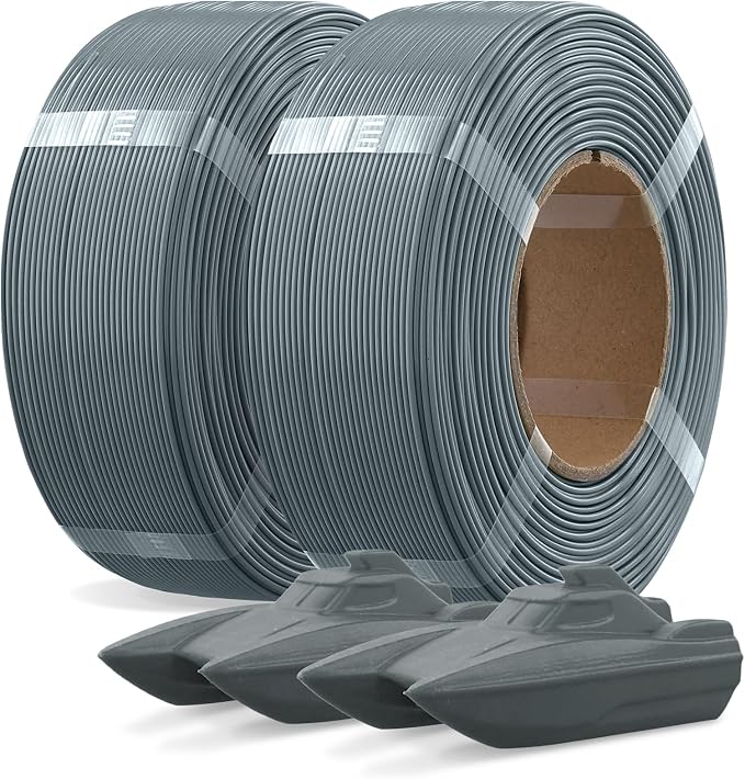 OVERTURE 2KG Bundle Refill PETG 3D Printer Filament 1.75mm, 2 Pack 1kg(2.2lbs), Refilament for Bambu Lab Reusable Spool, Accuracy +/- 0.02 mm, Fit Most FDM 3D Printers(Space Gray*2)