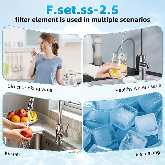 1-Pack SS-2.5 Water Filter Replacement – Replacement for Max Flow® SS-2.5 & EWS® SS-2.5 Water Unit, F.SET.SS-2.5 Direct Mount on Faucet, Reduces Chlorine, 10,000 Gallons per Filter