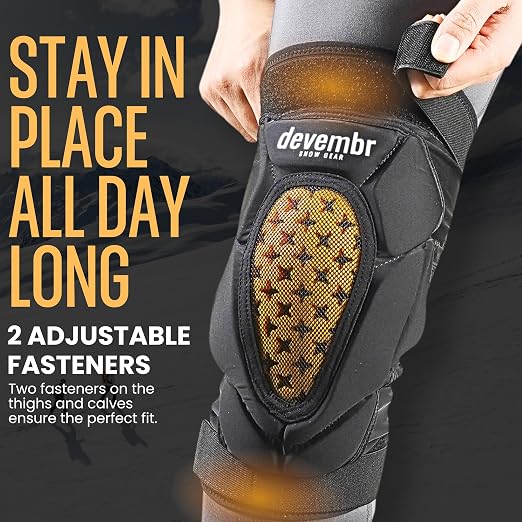 devembr Knee Pads for Snowboarding, Skiing and Skating, Women and Men, L | Impact Absorption Cushion Protection, Cold Resistance, for Skate Ski and Snow Sports