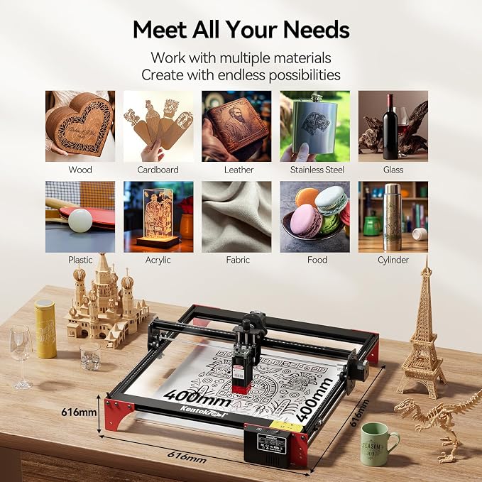 Laser Engraver, LE400PRO 50W Laser Engraving Machine for Beginners, 5.5W 400x400mm Large Working Area High Precision Laser Engraver and Cutter Machine for Wood Acrylic Leather (Class 1 Output 5500mW)