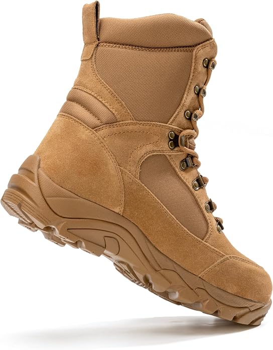 Men's Waterproof Military Tactical Work Boots with Steel Shank, 8" Insulated Leather Hunting Boot
