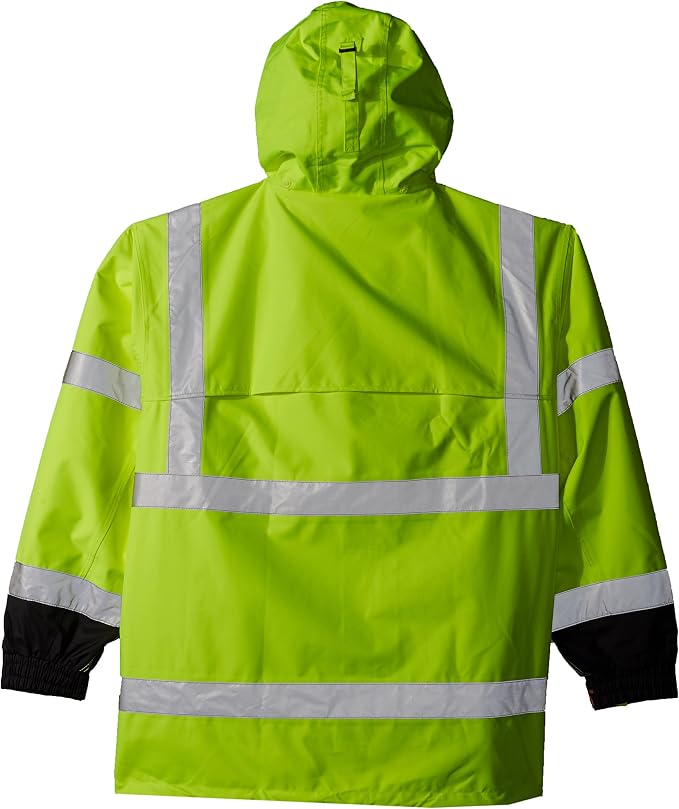ICON J24122.5X Breathable 300D Polyurethane Hi-Vis Jacket with Reflective Tape, Size 5X, Fluorescent Yellow/Green, Flourescent Yellow/Green