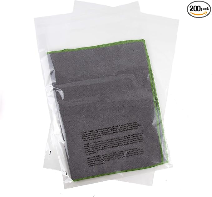 Poly Bags 14x20 Suffocation Warning 200 pc Large Resealable Packaging Bags