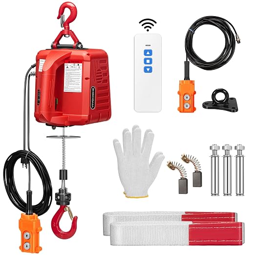 VIVOHOME 3-in-1 Electric Hoist Winch 660lbs, 110V Portable Power Winch Crane with Wire and Wireless Remote Control, 40ft Lifting Height for Towing, Overload Protection for Garage, Factory, Warehouse