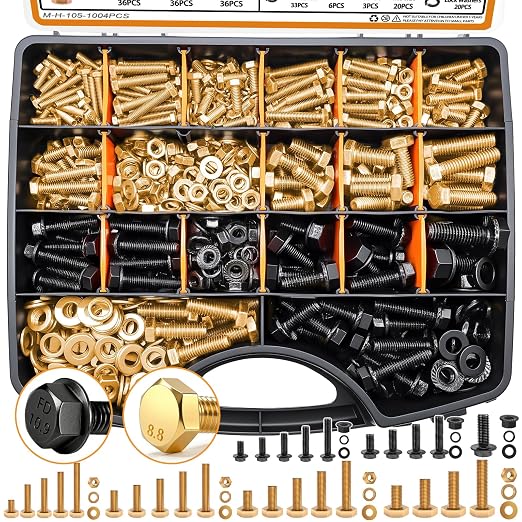 mankk 1004PCS Metric Bolt Assortment Kit and Flange Bolts and Nuts Assortment Kit M4 M5 M6 M8 (12mm to 30mm) with Matching Nuts and Lock Washers
