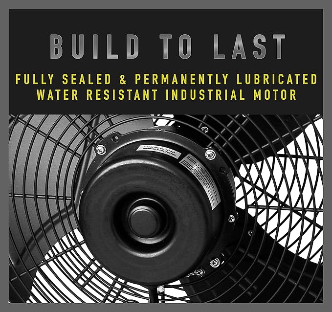 iLiving 18" Wall Mounted Fan - 6360 CFM, 3-Speed, Industrial Grade, Commercial/Residential, Weatherproof Outdoor/Indoor Fan for Garage, Patio, Workshop, Greenhouse | UL Listed, Mist Kit Compatible