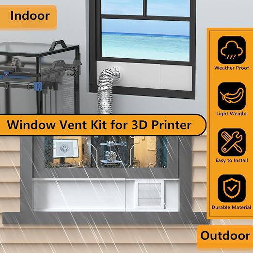LBG Products Window Vent Kit with Louvered Vent Cover for 3"&4" Vent Hose, Adjustable Window Seal Kit with Switchable Hood for Laser Engraver 3D Printer Enclosure Dryer with 3"/4" Exhaust Ventilation