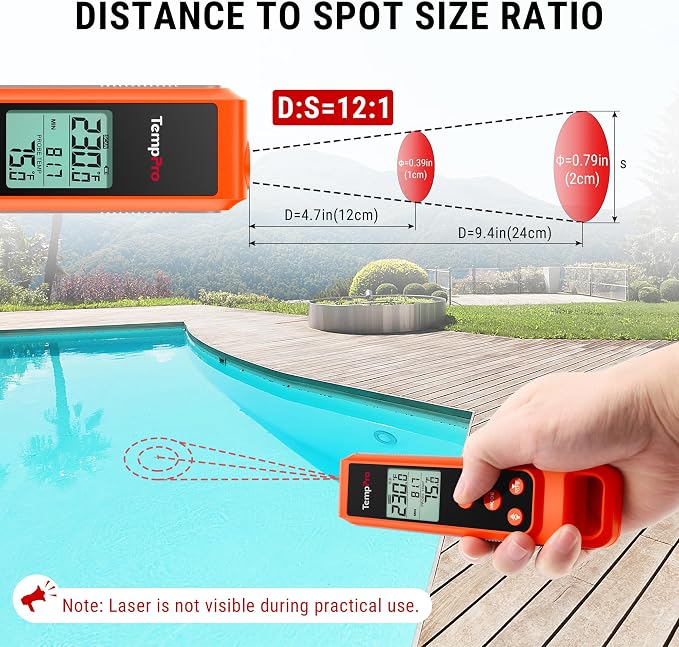 TempPro TP420 2-in-1 Instant Read Thermometer for Cooking, Infrared Thermometer with Meat Probe, Non-Contact Laser Meat Thermometer for Griddle Grill Pizza Oven HVAC Pool, Gift for Dad Husband