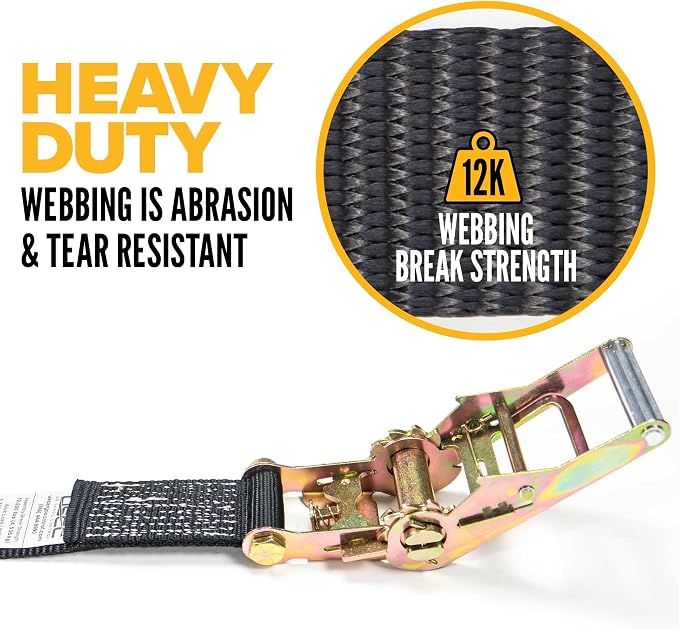 US Cargo Control Endless Ratchet Straps (4-Pack), 2 Inch Wide x 20 Foot Long, Black, 3,333 lbs Working Load Limit, Hookless Ratchet Straps