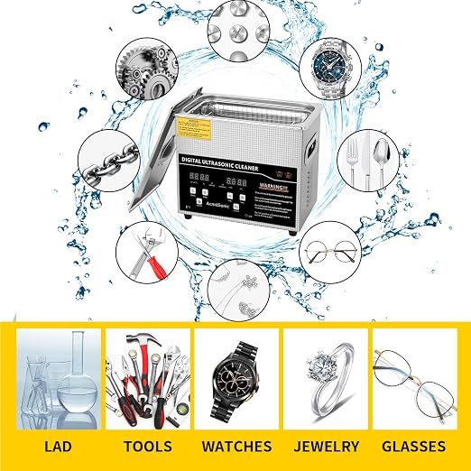 Ultrasonic Machine 3L Digital Ultrasonic Parts Cleaner with Timer 40kHz SUS 304 Stainless Steel Lab Sonic Cleaner for Professional Tools,Metal Parts,Jewelry,Eyeglasses
