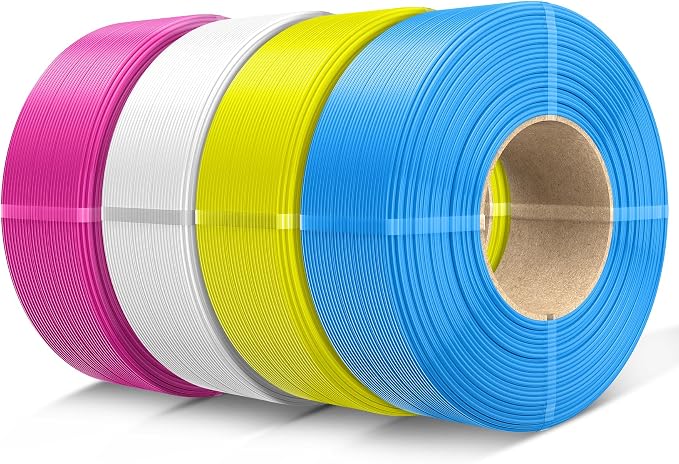 SUNLU Filament Refill 1.75mm,White+Magenta+Yellow+Cyan | petg Refill 4kg,Suitable for Bambu Lab Filament and SUNLU Reusable spools,Dimensional Accuracy +/- 0.02 mm.