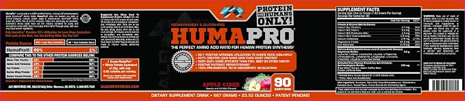 ALR Industries Humapro, Protein Matrix Formulated for Humans, Waste Less. Gain Lean Muscle, Apple Cider - 667g(23.52 oz)