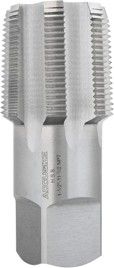 Accusize 1-1/2"-11-1/2 HSS Taper Pipe Tap - NPT, NPT-1-12 | 1-1/2"-11-1/2", 7 Flutes, 4-1/4" OAL, HSS Taper Pipe Tap - NPT
