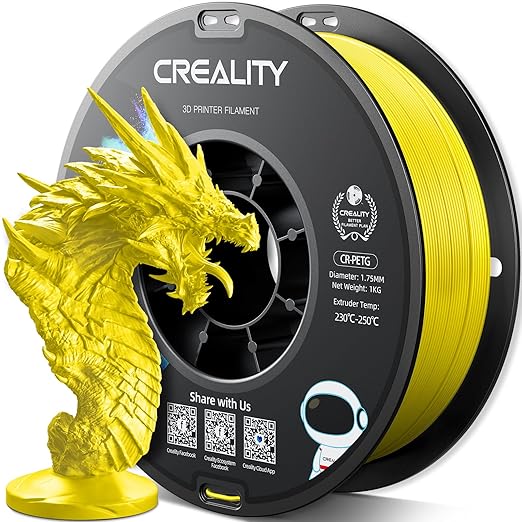 Official CREALITY PETG 3D Printer Filament 1.75mm 1KG (2.2lbs), High Precision Strong Toughness, Odorless Better Flow Moistureproof 3D Printing Ender Filament