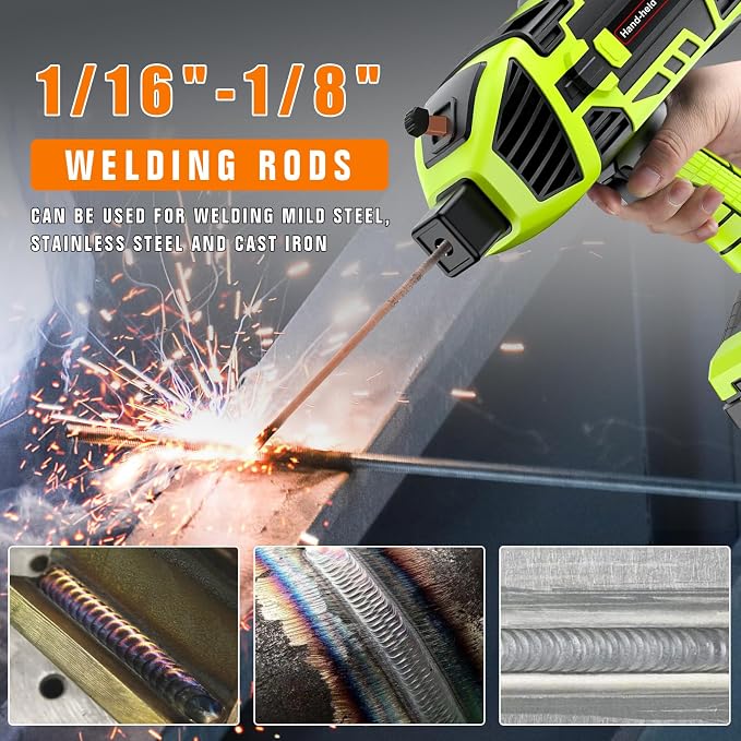 110V 120Amp Welding Machine Handheld Portable ARC Welder Gun Hand Held Welder Machine & 3/32" Stick Welding Electrode Rods 4.5LB