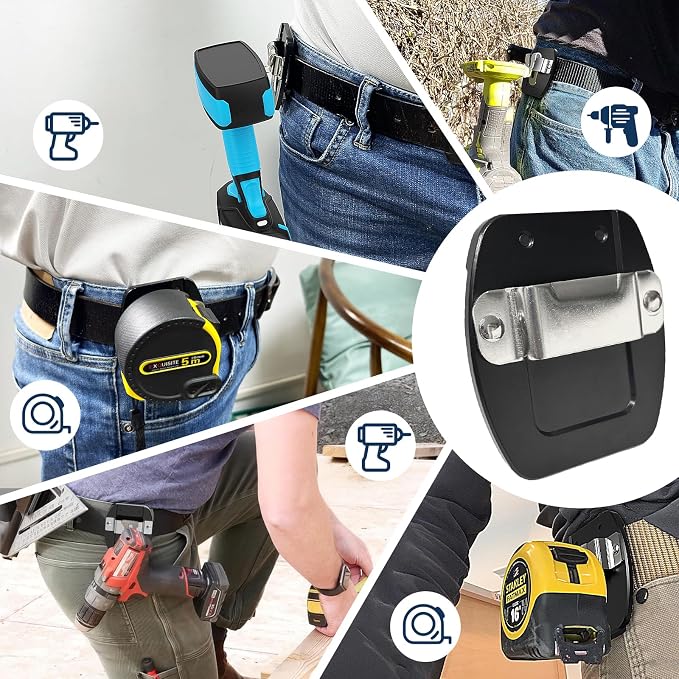 Tape Measure Holder for Belt Tools, Clip-on Tool Belt Drill Holder with Full Metal, Compatible with Impact Driver Any Tape Holster with a Clip & Tools Accessories
