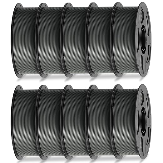 ANYCUBIC High Speed 3D Printer Filament 1.75mm Bundle, Rapid PLA Filament with High Prints Quality, Dimensional Accuracy +/- 0.02mm, 1KG Reusable Spool, 10 Pack Texture Grey