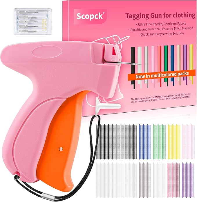 Stitch Gun for Clothes - Handheld Stitch Gun Quick Clothing Fixer - Tagging Gun - Includes 6 Needle, 1000 Black Fasteners & 1001 White Fasteners
