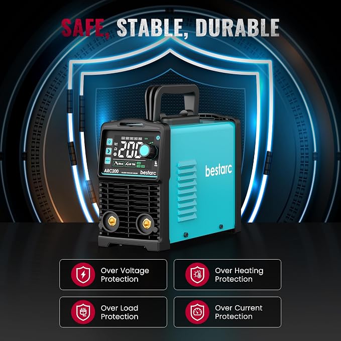 Bestarc Stick Welder, 200Amps Large LED Display ARC/Lift TIG Welding Machine, 110V/220V Dual Voltage, IGBT Inverter Synergic Control Portable MMA Welder Machine with Hot Start, Arc Force and VRD