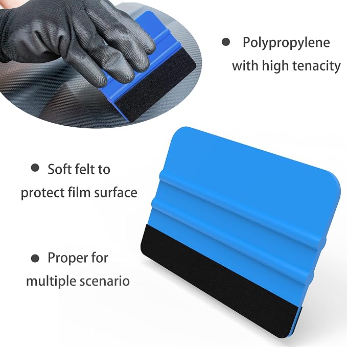 Spanno Vinyl Wrap Tool Kit Window Tint Kits for Window Film Installation, Include 7PCS Pro Tinting Stick Squeegee, Felt Squeegee, Vinyl Wrap Gloves, French Terry Cleaning Cloth and Utility Knife